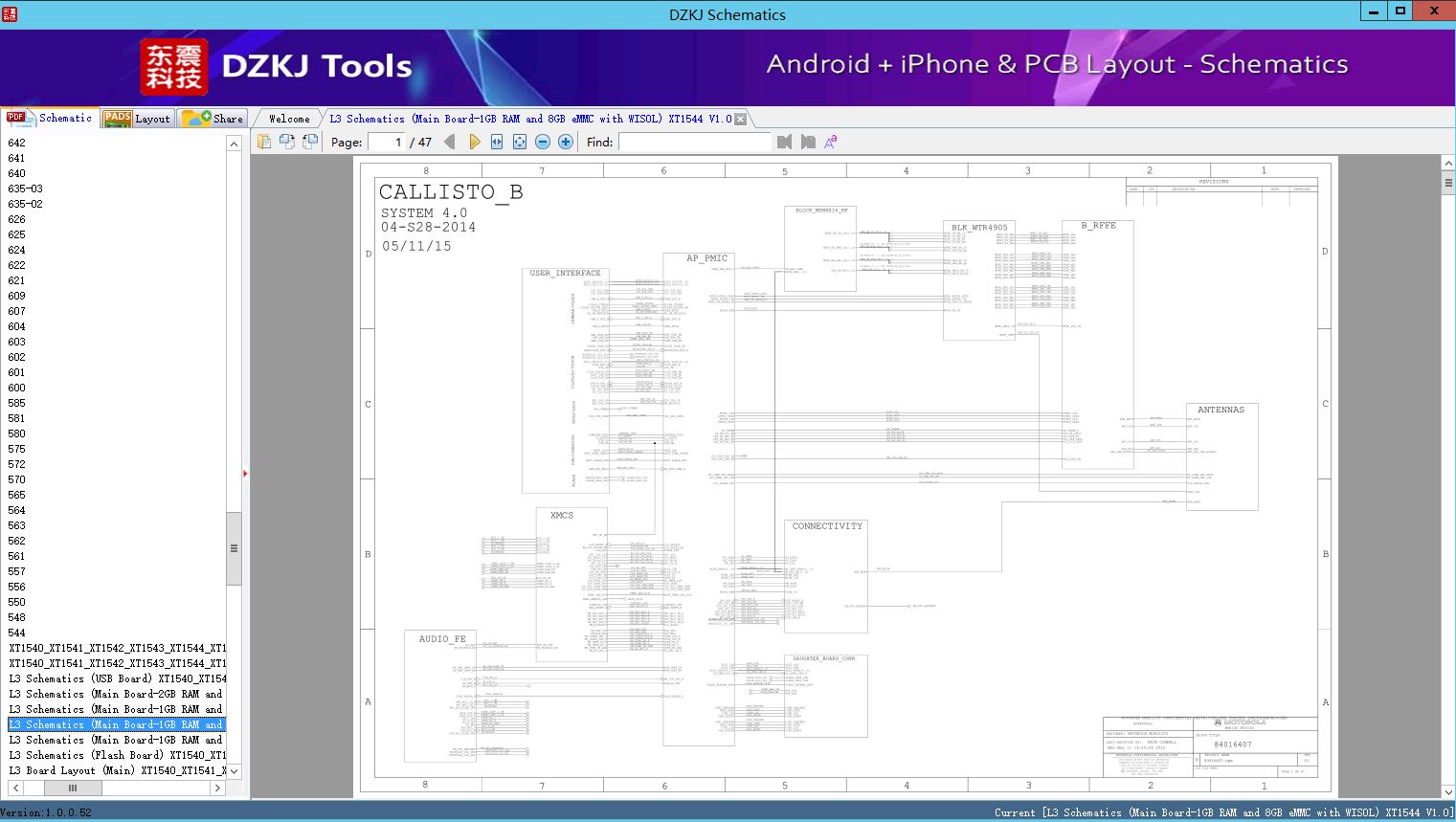 L3 Schematics (Main Board-1GB RAM and 8GB eMMC with WISOL) XT1544 V1.0